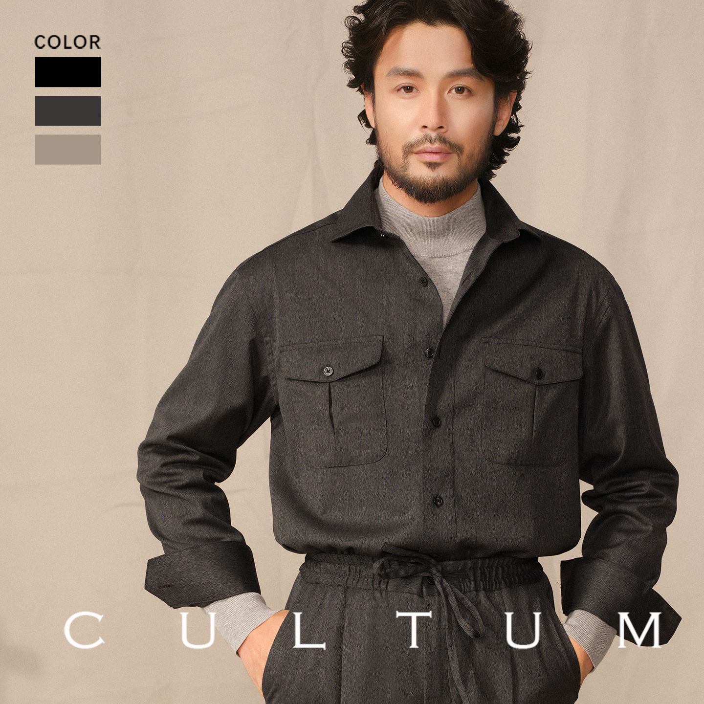 CULTUM人字纹商务休闲温莎领夹克