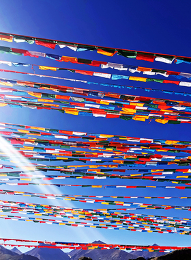 12月19 西藏手工印五色经幡 藏式手工棉布风马旗挂幡隆达全家福