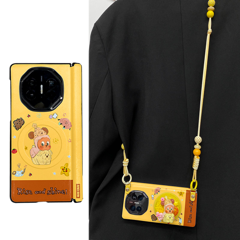 栗子奶油星星人适用于vivoxfold5手机壳中轴铰链全包防摔外壳xfold5保护套XFOLD5高档折叠屏双中轴皮纹新款