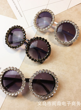 墨镜水钻圆框个性风道具太阳镜