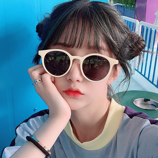 复古眼镜白色小框街拍少女夏日遮阳网红同款沙滩太阳镜潮