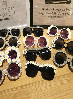 手工海边度假太阳眼镜珍珠水钻