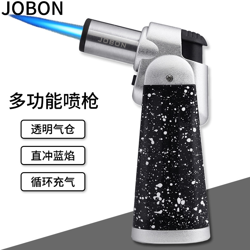 中邦便携大火力充气防风直冲蓝焰打火机雪茄喷枪家用焊枪透明气仓