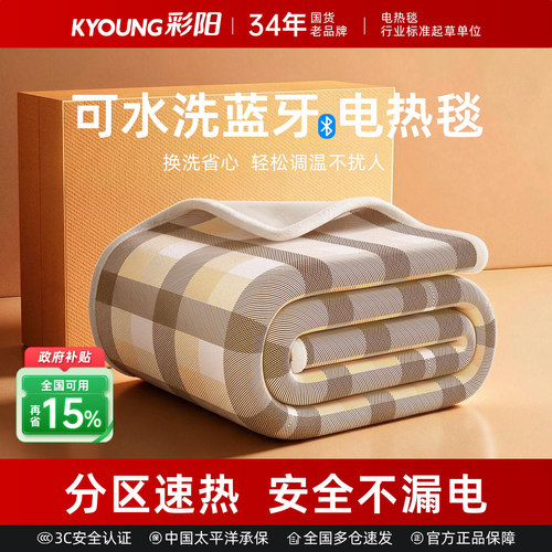 彩阳双人电热毯双控调温家用电褥