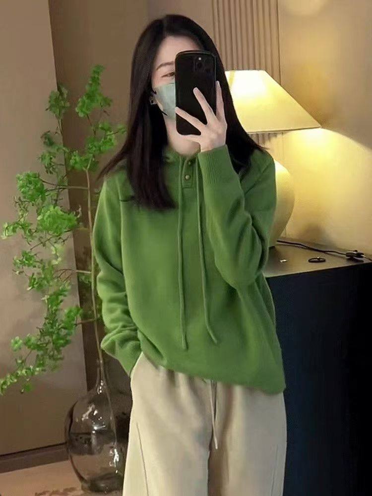 2026年秋季新款连帽卫衣羊毛针织宽松毛衣上衣通勤打底衫女,女装/女士精品,毛针织衫,淘宝优惠券,粉丝福利购,淘宝优惠卷
