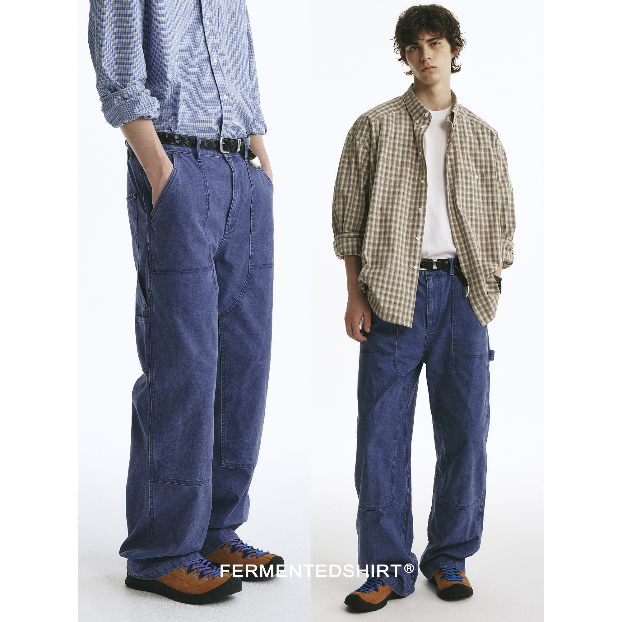 FERMENTEDSHIRT26春夏法工蓝石磨酵素做旧多口袋工装伐木裤