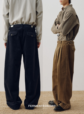 FERMENTEDSHIRT25冬新品水洗灯芯绒复古休闲褶裥长裤