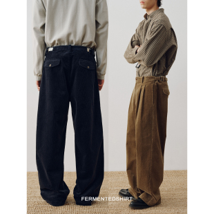 FERMENTEDSHIRT25冬新品水洗灯芯绒复古休闲褶裥长裤