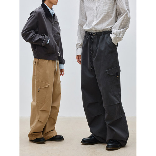 FERMENTEDSHIRT/全棉水洗做旧休闲降落伞裤工装裤