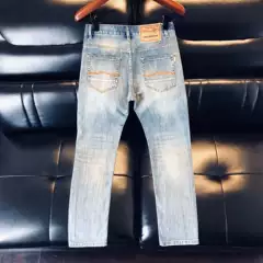 Slim-Fitting High-Quality Stretch Jeans for Men in Spring & Fall, Washed and Distressed, American Mid-Waist Young Pants with Small Feet