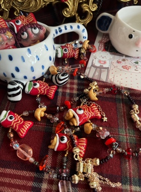 原创软陶新年锦鲤小鱼手链好运手链