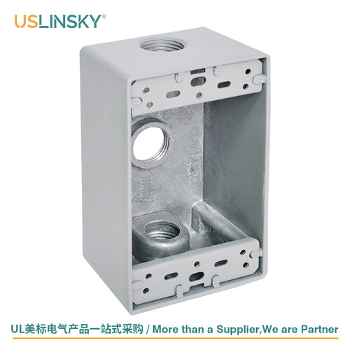 USLINSKY灵天美标UL认证接线盒灰色美国开关插座铝压铸底盒1B50-3