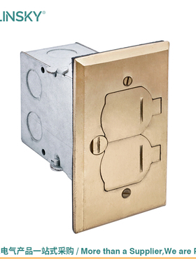 USLINSKY灵天美标UL认证地插黄铜合金面板插座套装LT422PC