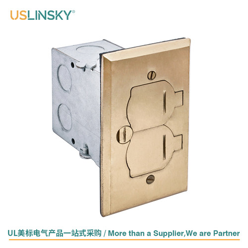 USLINSKY灵天美标UL认证地插黄铜合金面板插座套装LT422PC