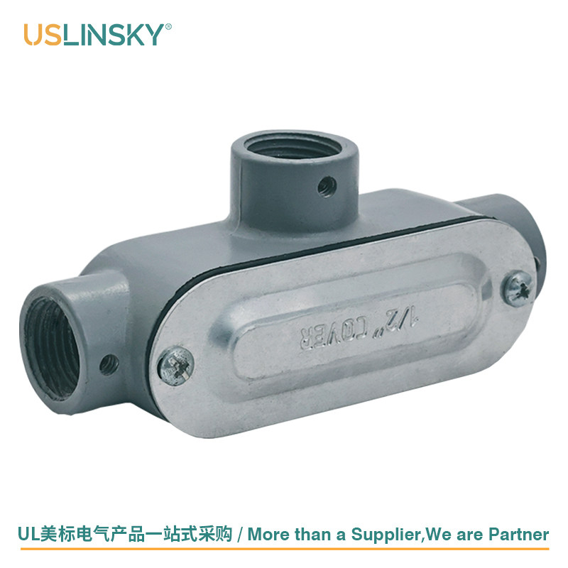 USLINSKY灵天美标UL认证铝压铸电线管接线盒金属导线管配件T-50
