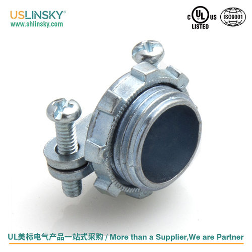 Linsky灵天UL认证美标蛇皮管镀锌金属软管接头夹紧型外螺纹
