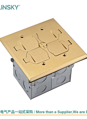 USLINSKY灵天美标地插UL认证二位铜质面板美国插座底盒LT444PC