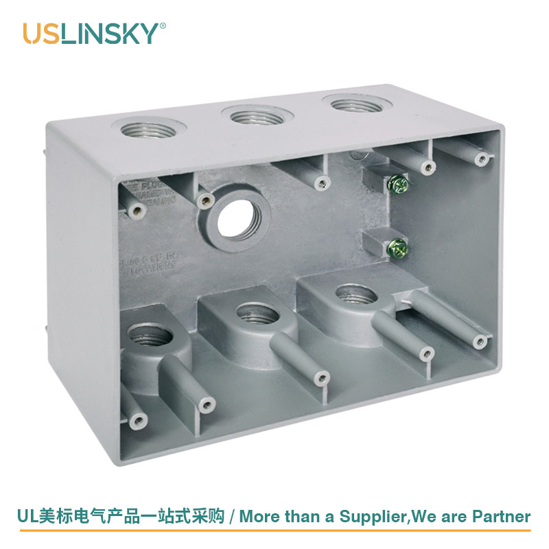USLINSKY灵天美国金属接线盒美标UL认证三位开关插座底盒3DB50-7