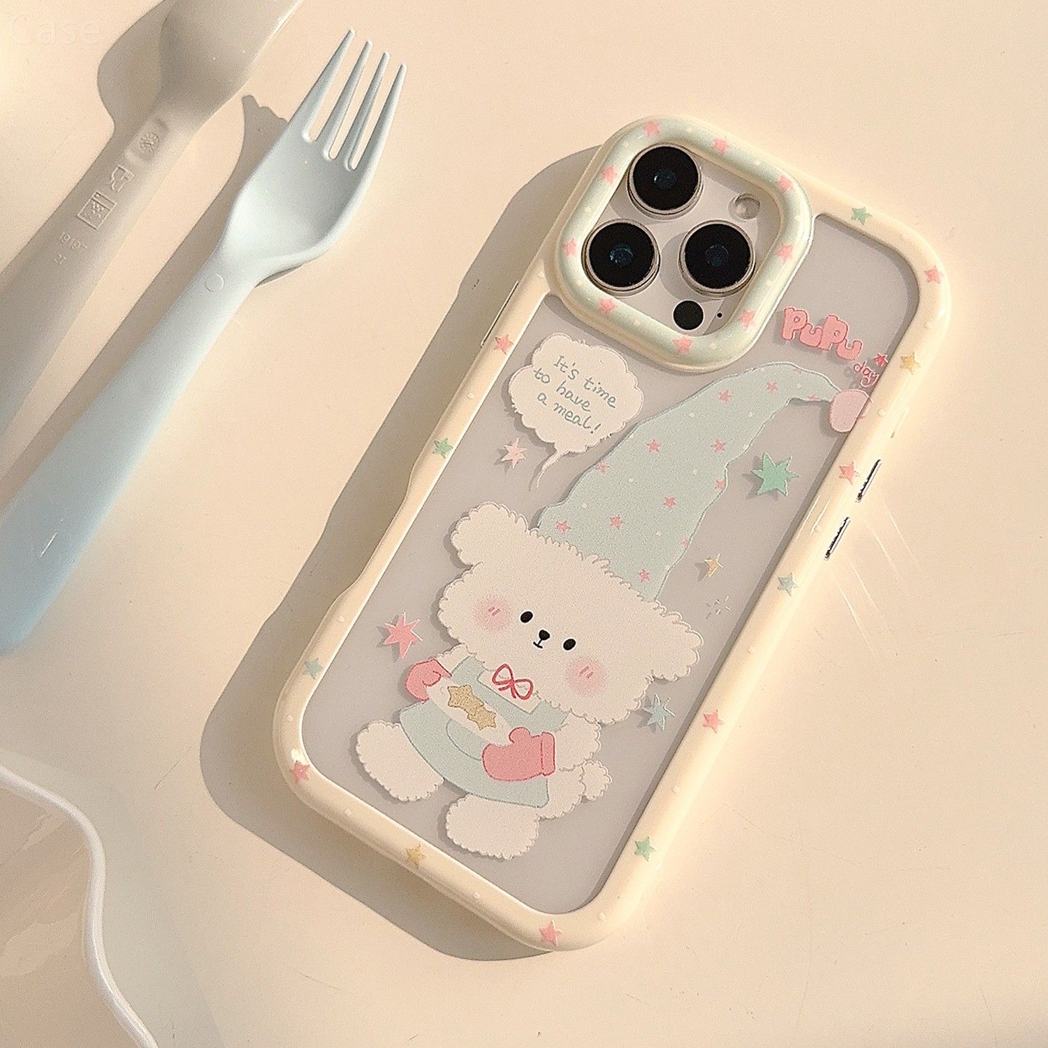 软萌卡通ins蓝色星星小狗适用苹果17ProMax手机壳iPhone16亚克力透明15新款12Pro硬14Promax保护套14少女韩系