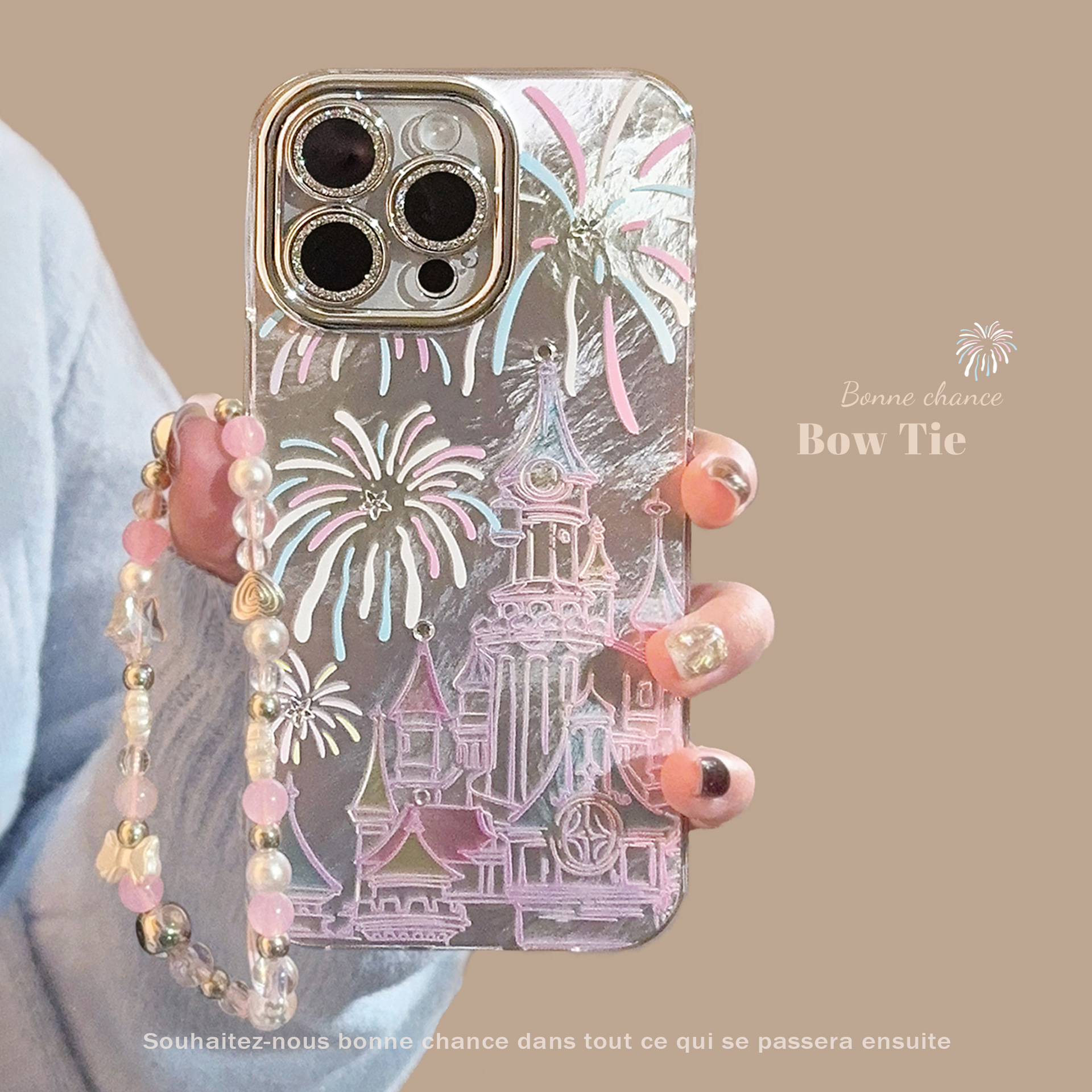 烟花城堡带链条适用苹果16手机壳iphone15promax梦幻14全包13