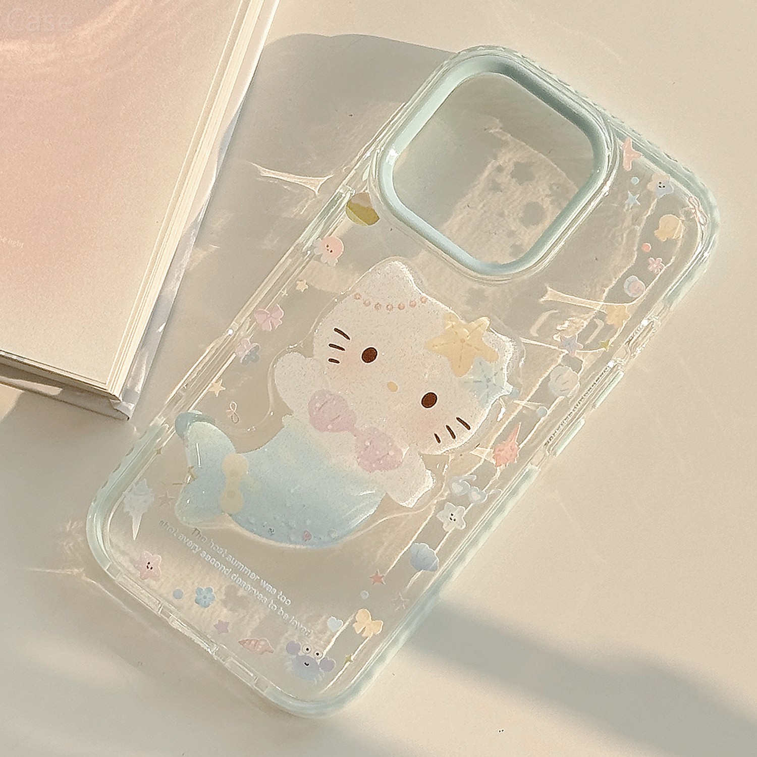 夏日海边卡通猫咪美人鱼带挂饰适用苹果16promax手机壳iphone17新款15pro女款14韩系立体11透明全包软壳清新