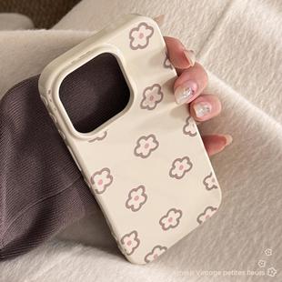 秋日线条小花适用苹果16手机壳iphone17promax简约13防摔14全包15