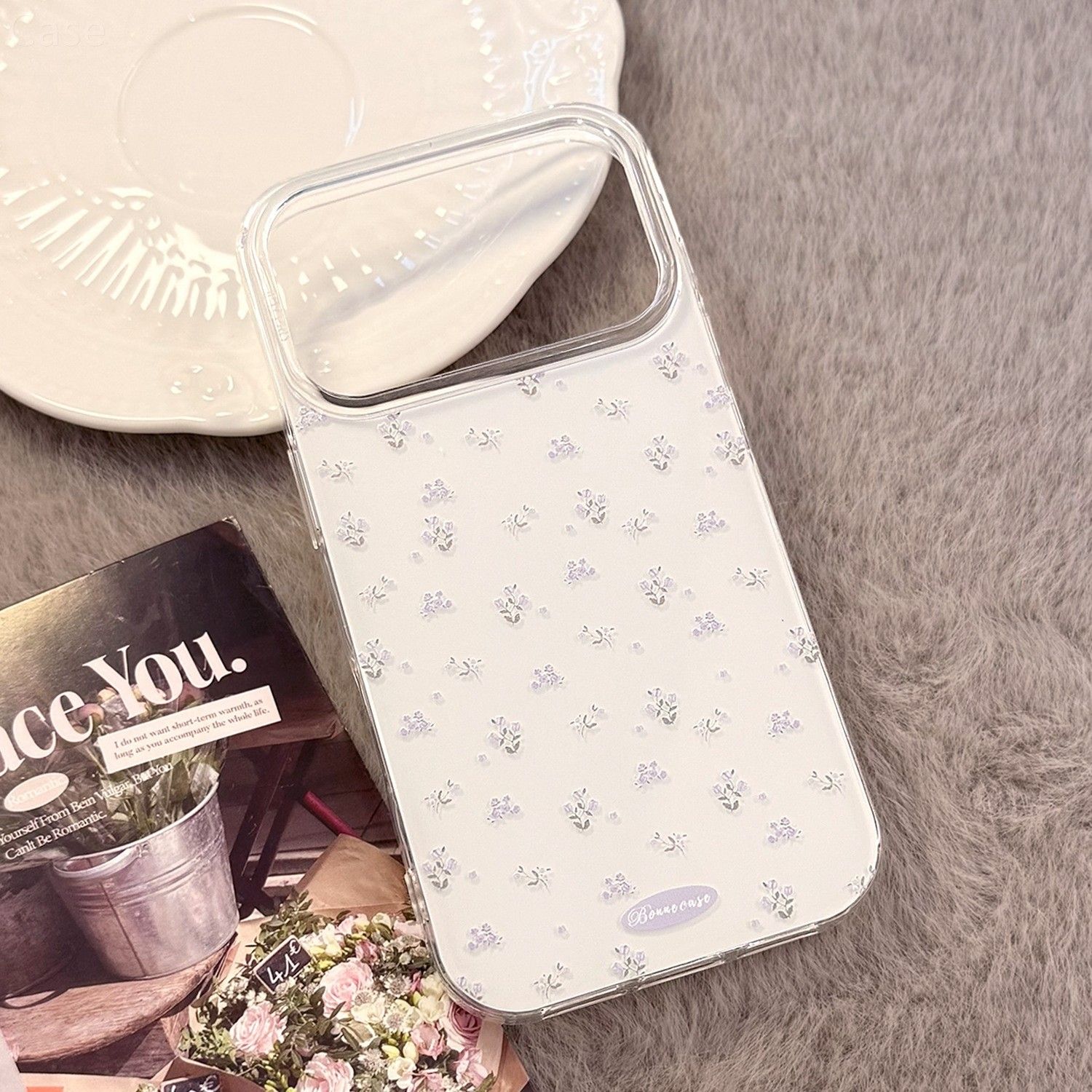 温柔气质风ins紫色小碎花适用iPhone17promax苹果16手机壳14透明15日韩风小众15plus保护套11硬壳12小清新【