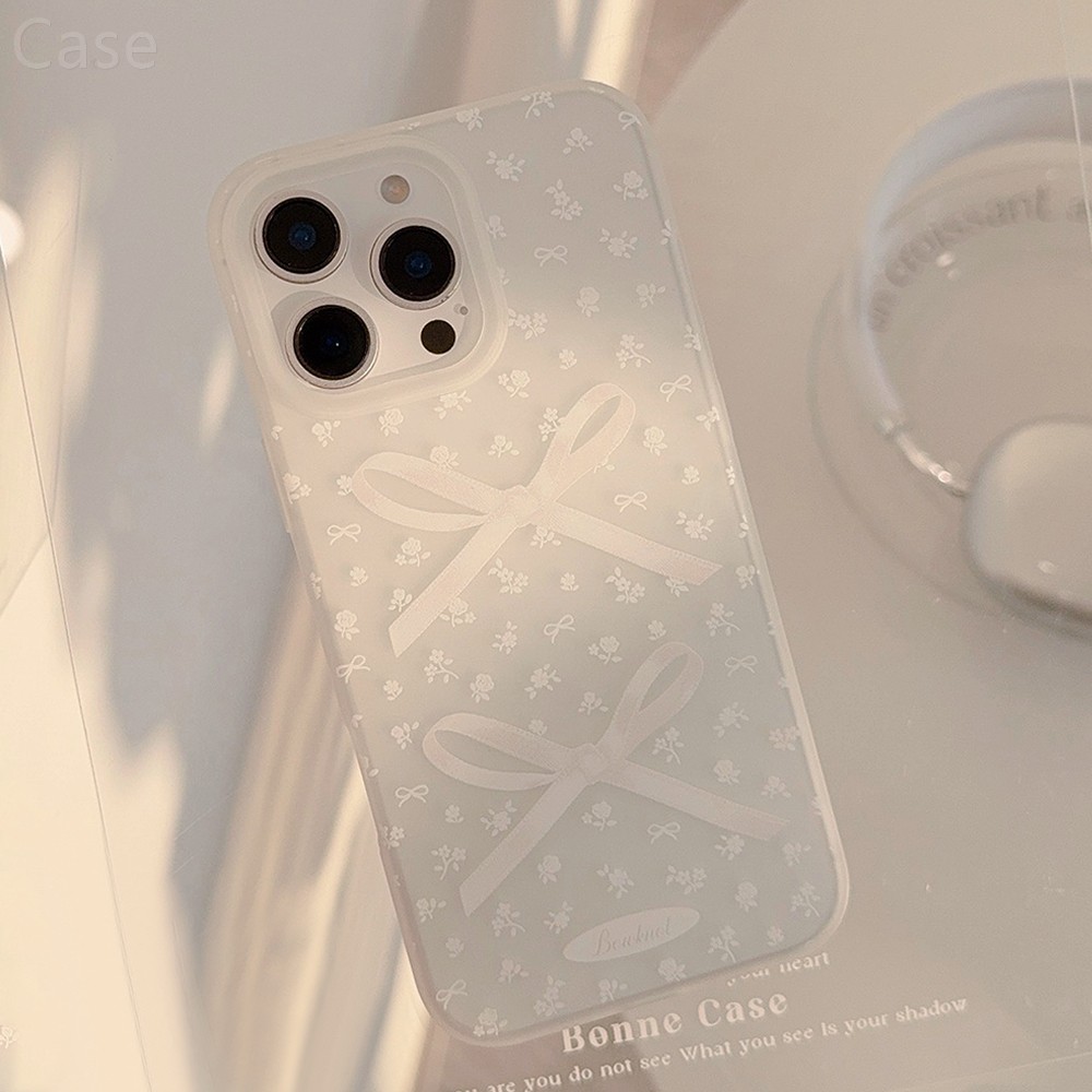 超仙ins风碎花蝴蝶结适用苹果16promax手机壳iphone17新款15pro女款14少女韩系11清透感16软壳小清新磨砂白15