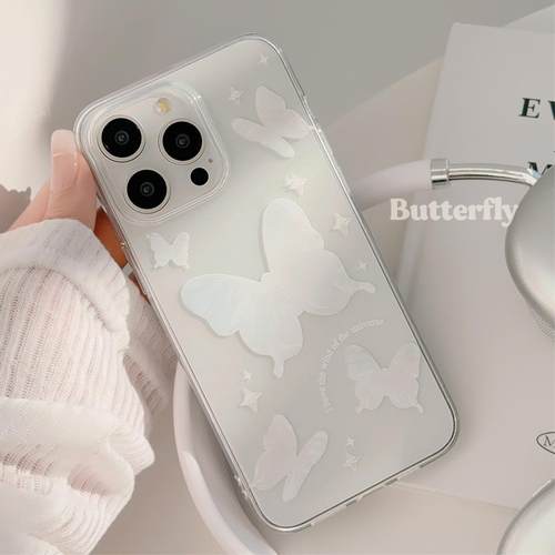 闪粉ins蝴蝶苹果17pro max手机壳16适用iphone14防摔12女