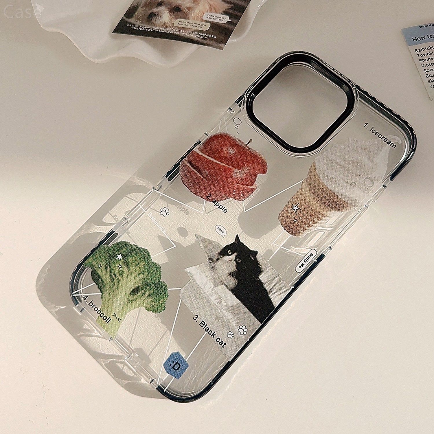 ins透明创意个性黑猫咪插画适用苹果16promax手机壳iphone17新款15pro女款14甜酷卡通12男女11全包软壳【价】