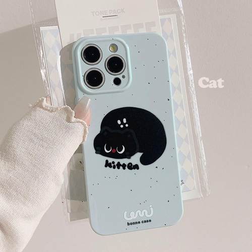 可爱黑猫iphone16适用苹果手机壳17全包14pro max13