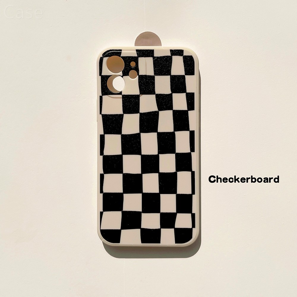 法式简约艺术黑白格17promax适用iPhone16pro max苹果11手机壳15plus全包XR软壳12个性男女13保护套磨砂【价