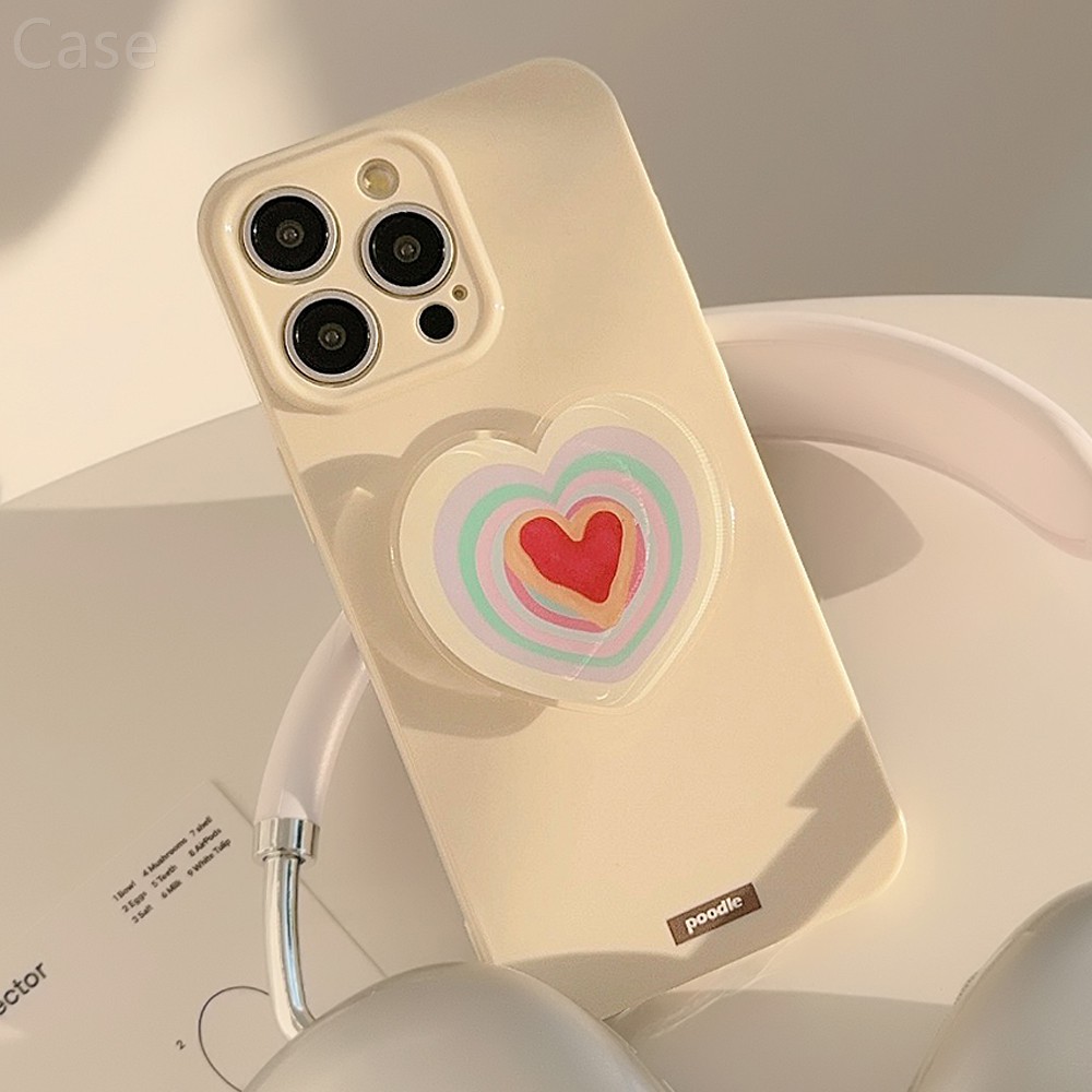 ins风韩系彩虹爱心支架适用iphone17pro max手机壳16苹果14小众涂鸦12新款11保护套13少女苹果15全包plus软壳