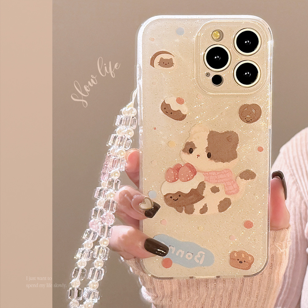 小众ins棕色小猫咪适用iphone16手机壳苹果15pro max挂绳13软套12