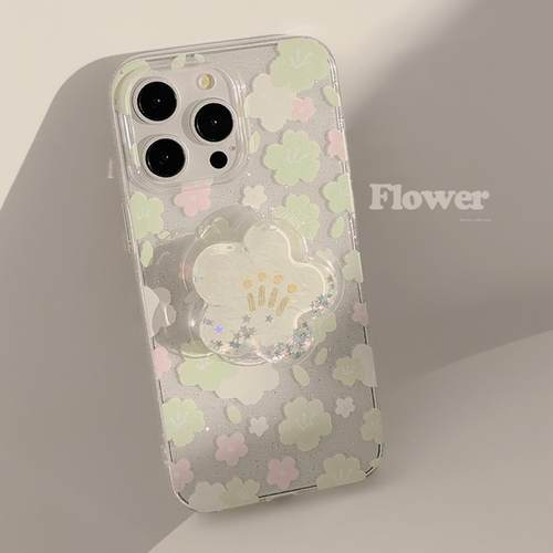 适用于苹果17promax手机壳15闪粉16透明11流沙支架12碎花