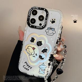 镜面趣味可爱iphone16promax手机壳猫咪小狗13苹果14适用11挂链17