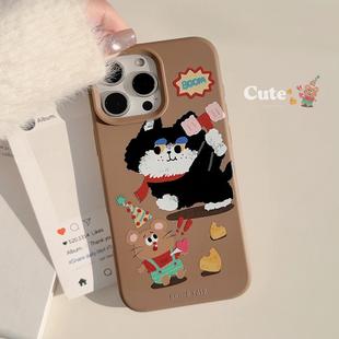 趣味猫咪与老鼠17适用iPhone15Promax苹果16手机壳13软壳