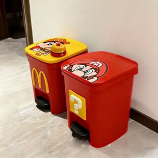 卡通蜡笔小新马里奥垃圾桶家用儿童房卫生间高颜值大容量卧室客厅