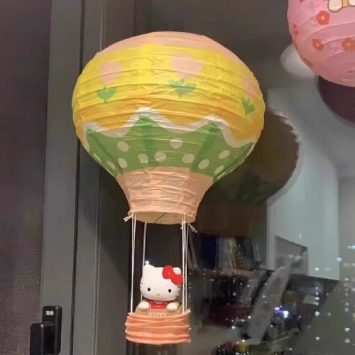 hellokitty哈喽kt热气球摆件儿童房装饰吊饰卧室悬挂创意发光气球