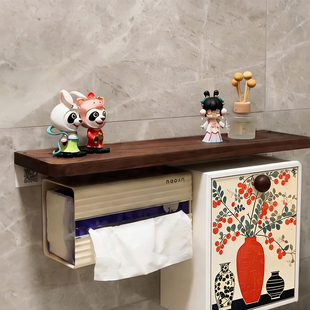 中古风卫生间置物架浴室收纳柜厕纸卷纸架壁挂纸巾盒厕所马桶侧边