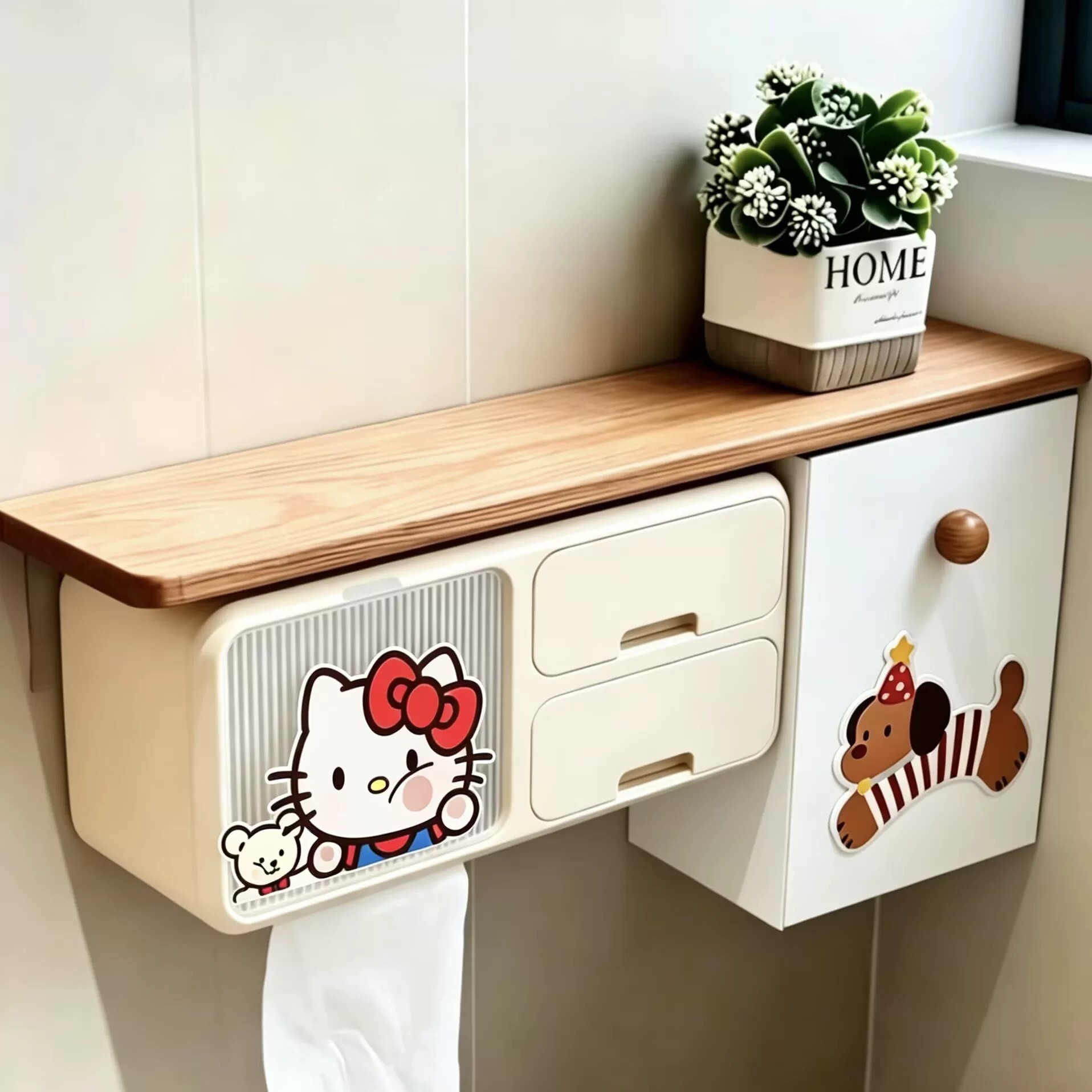 中古风卫生间壁挂纸巾盒姨妈巾架图片