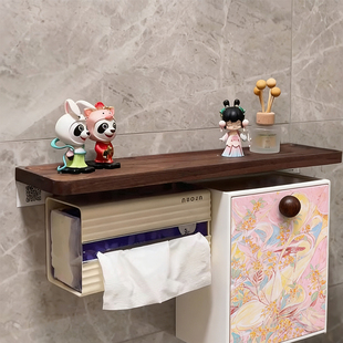 中古风卫生间置物架浴室收纳柜洗手间壁挂纸巾盒储物厕所马桶侧边