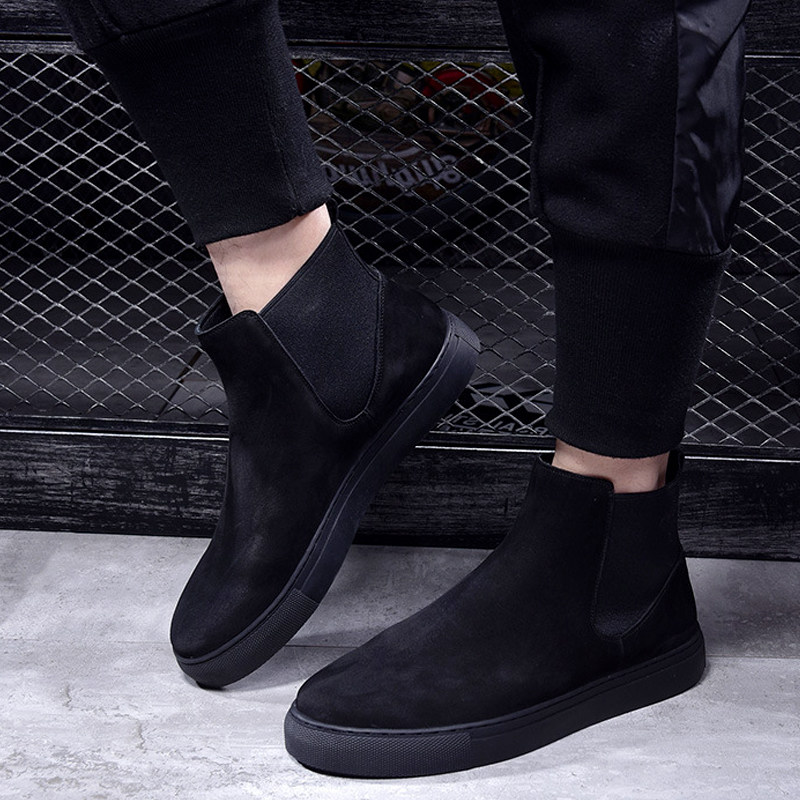 秋冬季纯皮男鞋全黑色高帮鞋子翻毛皮马丁切尔西短靴加绒真皮棉鞋|msdalam kategori Kasut lelaki popular, but - dari Buy2taobao.com untuk memberikan perkhidmatan ejen Taobao profesional membeli