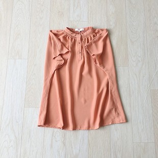 衬衫 简约百搭女夏季 上衣 日单孤品圆领纽扣套头宽松纯色喇叭袖 女装