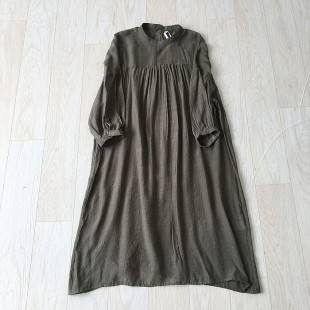 宽松腰直筒纯色女士夏季 五分袖 连衣裙 日单孤品圆领套头中长款 女装