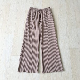 简约休闲夏九分裤 女装 日单孤品松紧腰抽绳条纹纯色直筒宽松阔腿裤