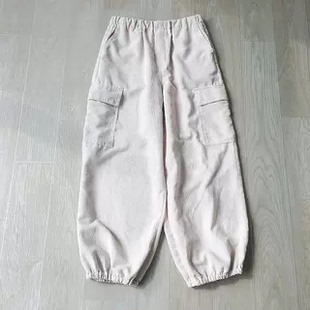 女装日单松紧腰灯芯绒多口袋裤脚松紧束边工装裤女春夏秋休闲九裤