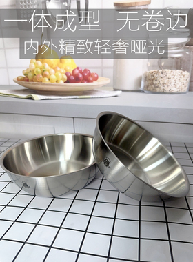 德国304不锈钢大汤碗洗菜盆凉菜搅拌油盆沙拉馅料盆22cm20cm加厚