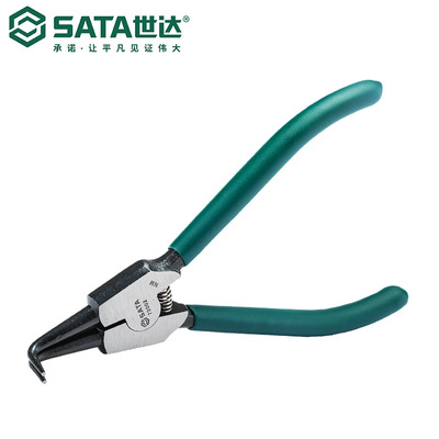 SATA世达五金工具175MM钳子轴用曲口弯口弯嘴卡簧钳72002挡圈钳