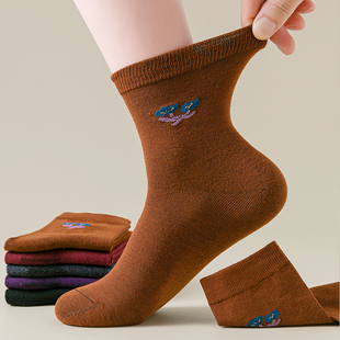 袜子女棉袜中筒保暖妈妈中老年老人加厚女款 奶奶不勒脚女士老年人